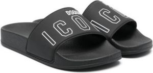 Dsquared2 Kids Slippers met logoprint Zwart