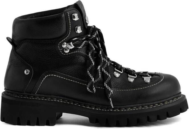 Dsquared2 leather hiking boots Zwart