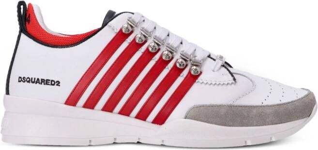 Dsquared2 Legendary gestreepte leren sneakers Wit