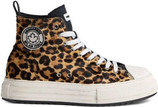 DSQUARED2 leopard-print high-top sneakers Zwart