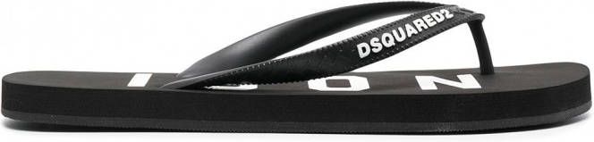 Dsquared2 Teenslippers met logoband Zwart