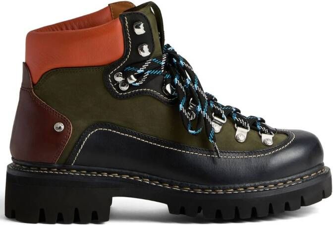 Dsquared2 panelled leather hiking boots Zwart