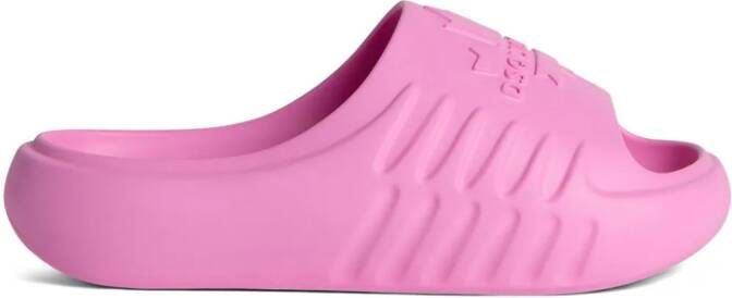 Dsquared2 Slippers met logo-reliëf en open neus Roze