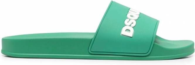 Dsquared2 Slippers met logo-reliëf Groen