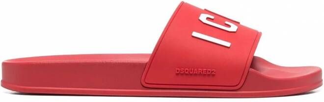 Dsquared2 Slippers met logo-reliëf Rood