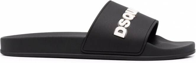 DSQUARED2 Slippers met logo-reliëf Zwart