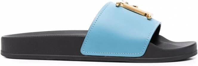 DSQUARED2 Slippers met logoplakkaat Blauw