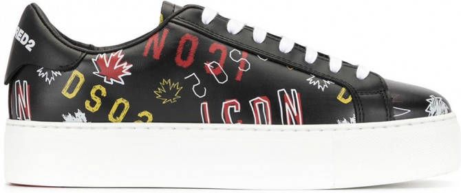 DSQUARED2 Sneakers met print Zwart