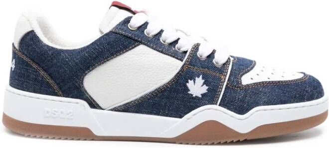 Dsquared2 Spiker sneakers met denim vlakken Blauw