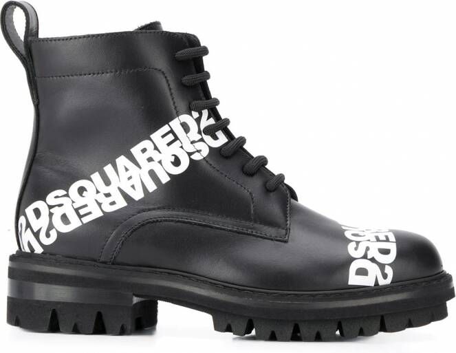 DSQUARED2 Veterlaarzen met logo Zwart