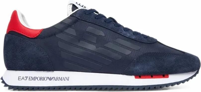 Ea7 Emporio Ar i logo-patch suede-panel sneakers Blauw