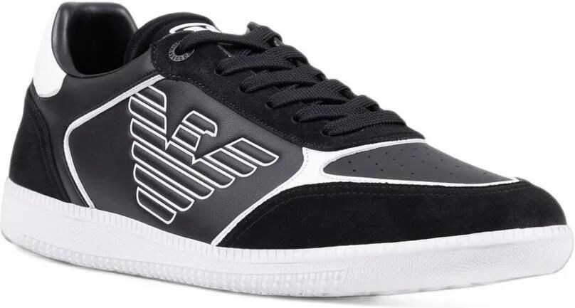Ea7 Emporio Armani logo-print leather sneakers Zwart