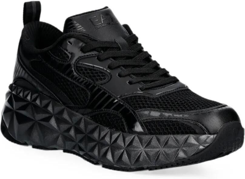 Ea7 Emporio Armani Mesh sneakers met geometrische zool Zwart