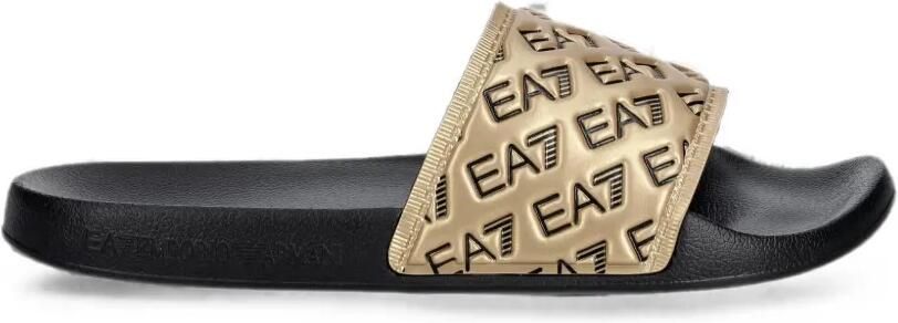 Ea7 Emporio Armani Slippers met logodetail Goud