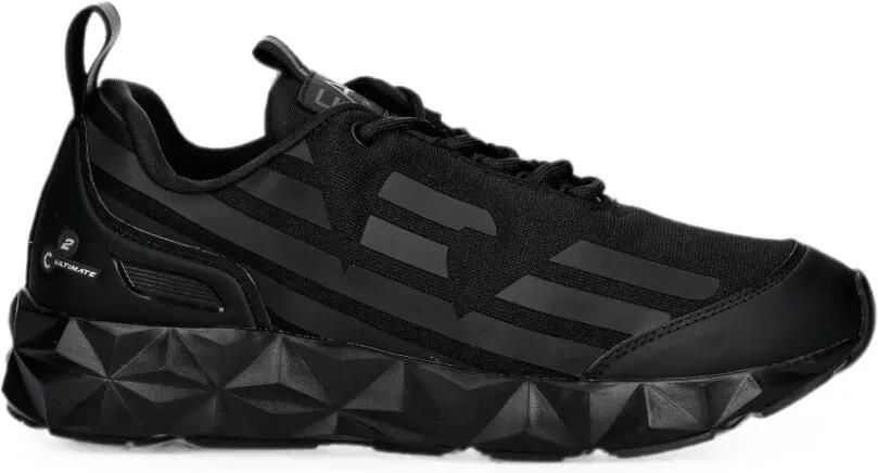 Ea7 Emporio Armani Sneakers met gefacetteerde zool en logoprint Zwart