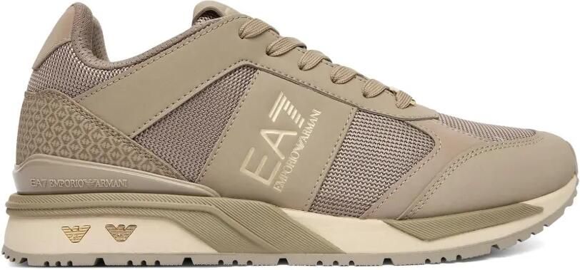 Ea7 Emporio Armani Sneakers met mesh vlak en logo Beige