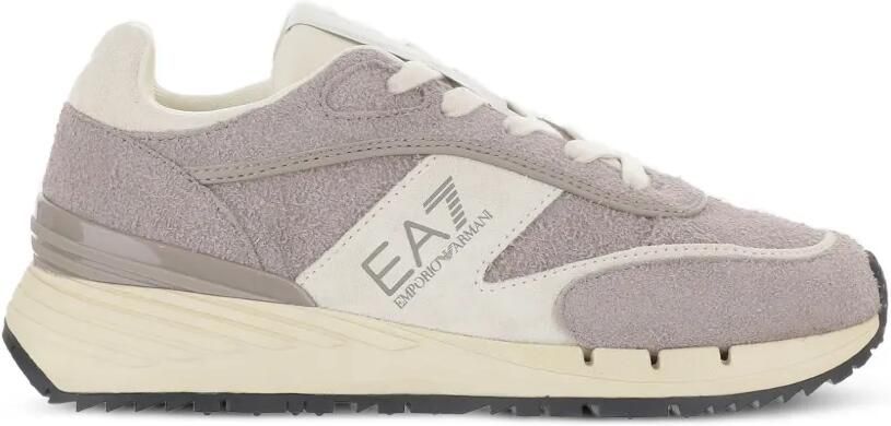 Ea7 Emporio Armani Suède sneakers met vlakken Beige