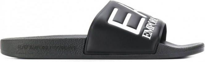 Ea7 Emporio Armani Slippers met logo-reliëf Zwart
