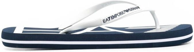 Ea7 Emporio Armani Teenslippers met logoprint Blauw