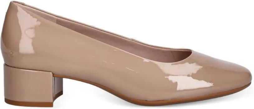 ECCO Pumps met blokhak en gelakte afwerking Beige