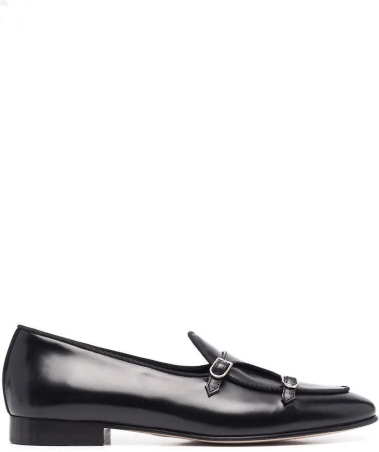 Edhen Milano Brera double-buckle leather monk shoes Zwart