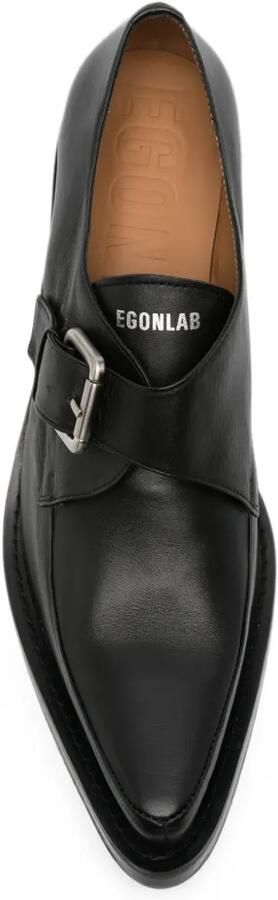 EGONlab. Leren derby schoenen met gespsluiting Zwart - Foto 4