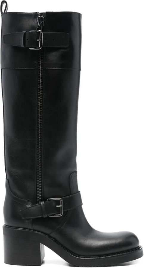 Elena Iachi 60 mm knielaarzen met gespdetail Zwart