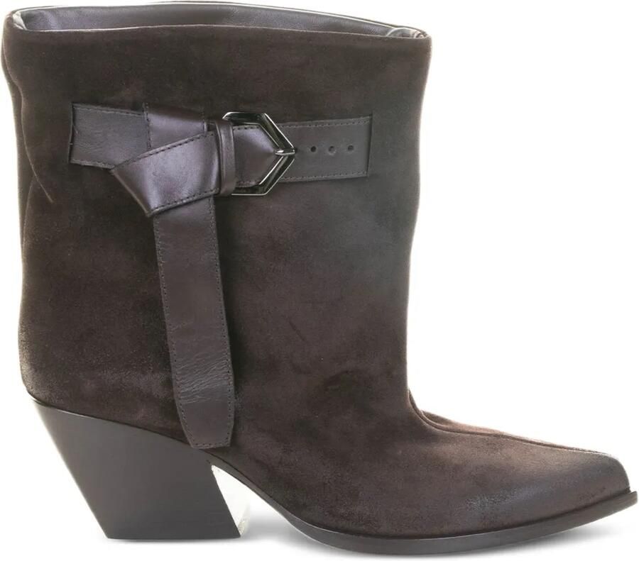 Elena Iachi 60 mm suède laarzen met Western-stijl en gespdetail Bruin - Foto 2