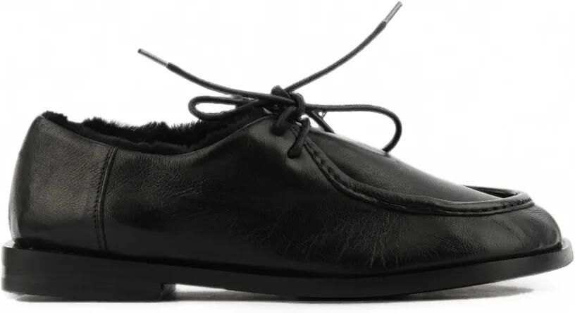 Elena Iachi Althea loafers met veters en lammy voering Zwart