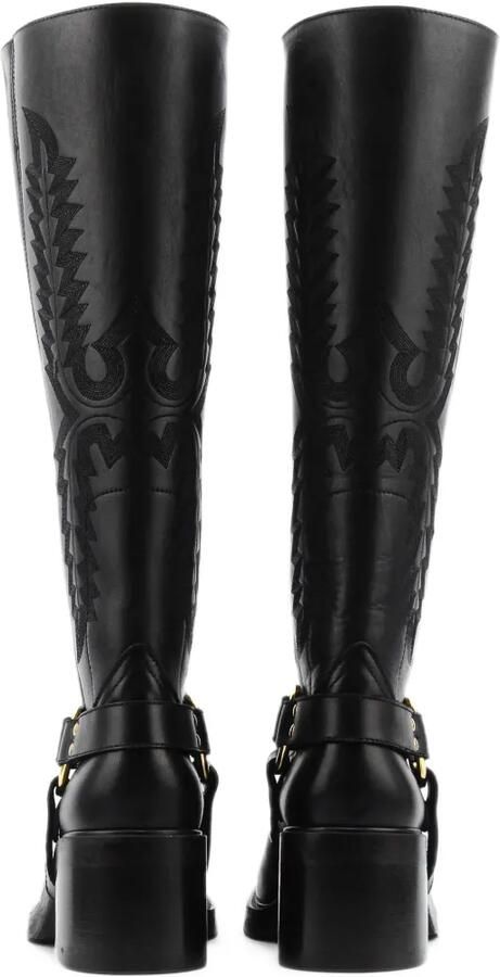 Elena Iachi embroidered harness-detail knee-length boots Zwart - Foto 4