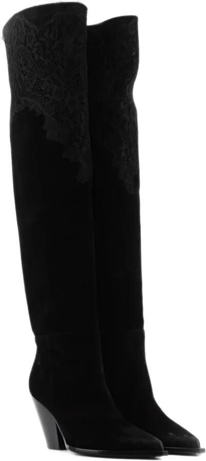 Elena Iachi lace-panelled Western boots Zwart