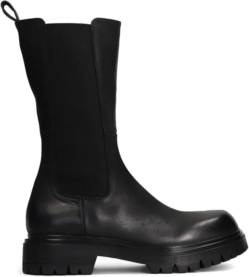 Elena Iachi Leren combat boots Zwart