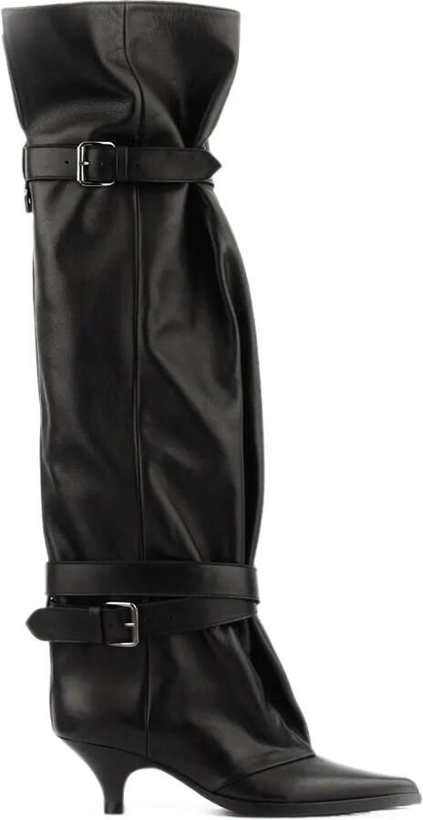 Elena Iachi Queenie buckle-strap slouchy boots Zwart