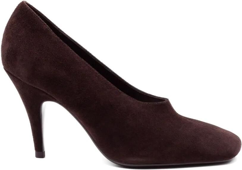 Elena Iachi Suède pumps met vierkante neus Bruin