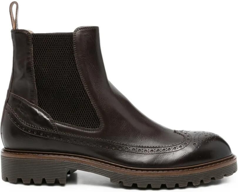 Eleventy Chelsea leren laarzen met brogue-effect Bruin