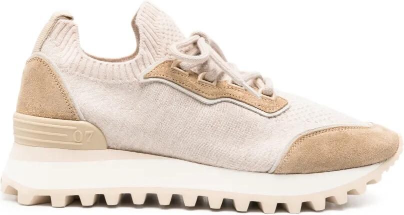 Eleventy Gebreide sneakers met suède vlakken Beige