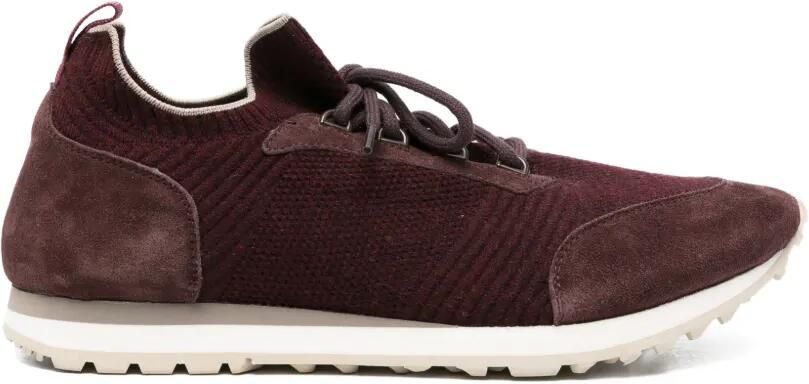 Eleventy Gebreide sneakers met suède vlakken Rood