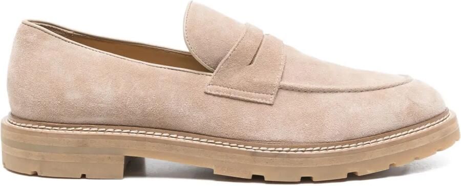 Eleventy Leren loafers Beige