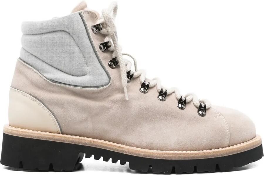 Eleventy Leren veterlaarzen Beige