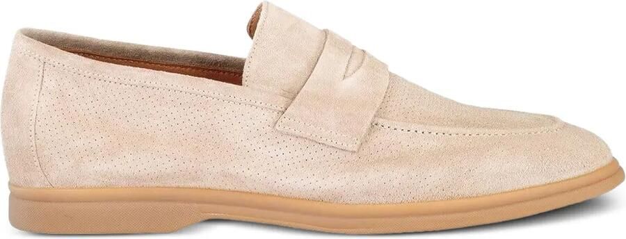 Eleventy perforated suede loafers Beige