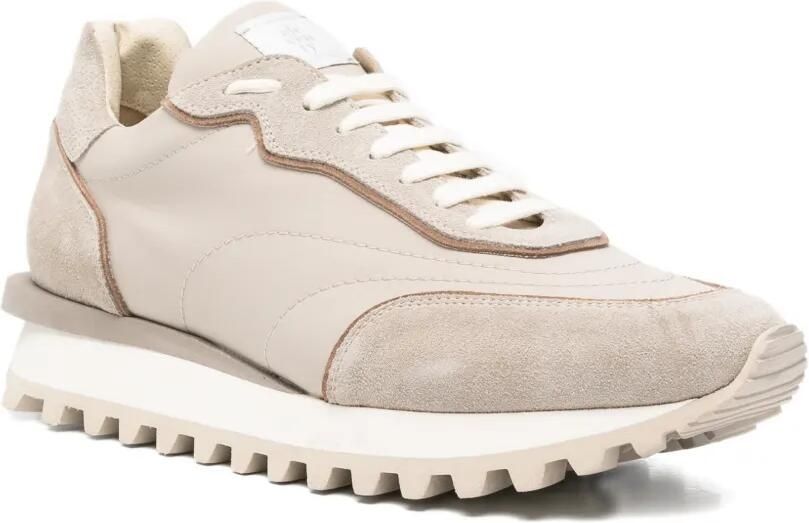 Eleventy Sneakers met geribbelde zool en vlakken Beige