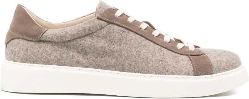 Eleventy Sneakers met suède afwerking en vlakken Beige