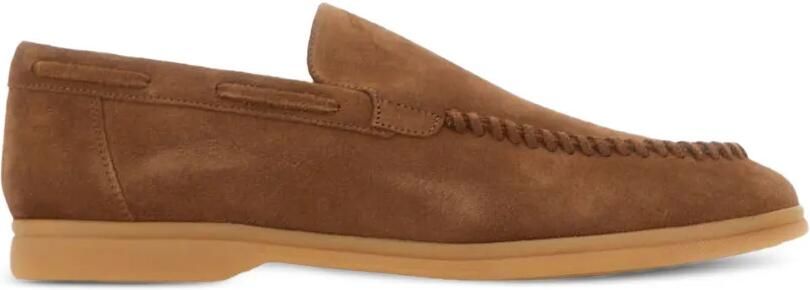 Eleventy Suède loafers met lintdetail Bruin