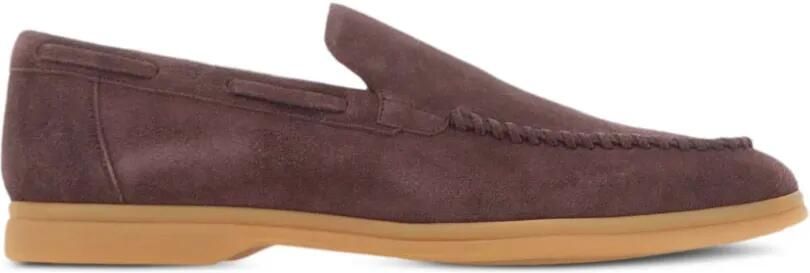 Eleventy Suède loafers met lintdetail Bruin