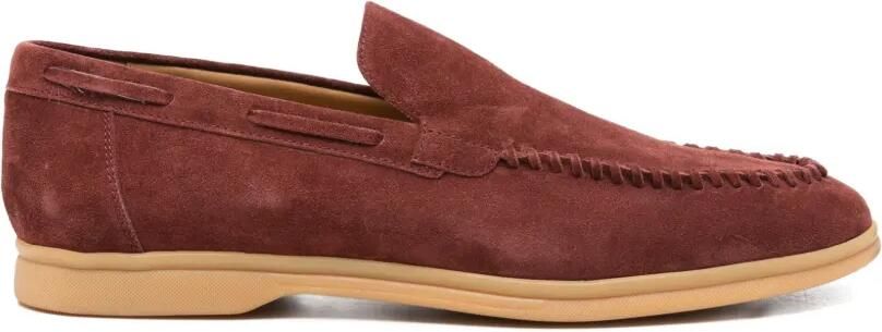 Eleventy Suède loafers met stiksel-detail Rood
