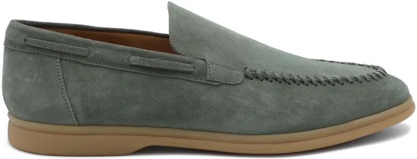 Eleventy Suède loafers met stiksel Groen