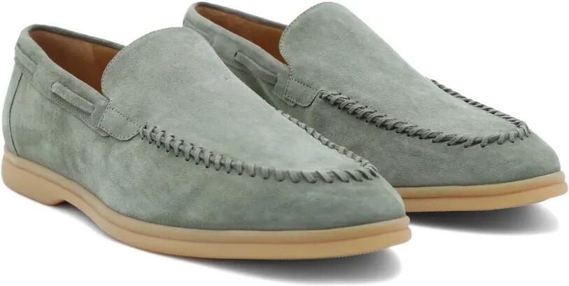 Eleventy Suède loafers met stiksel Groen - Foto 4