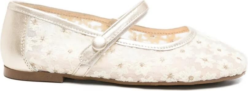 Eli1957 Ballerina's met bloe print Beige
