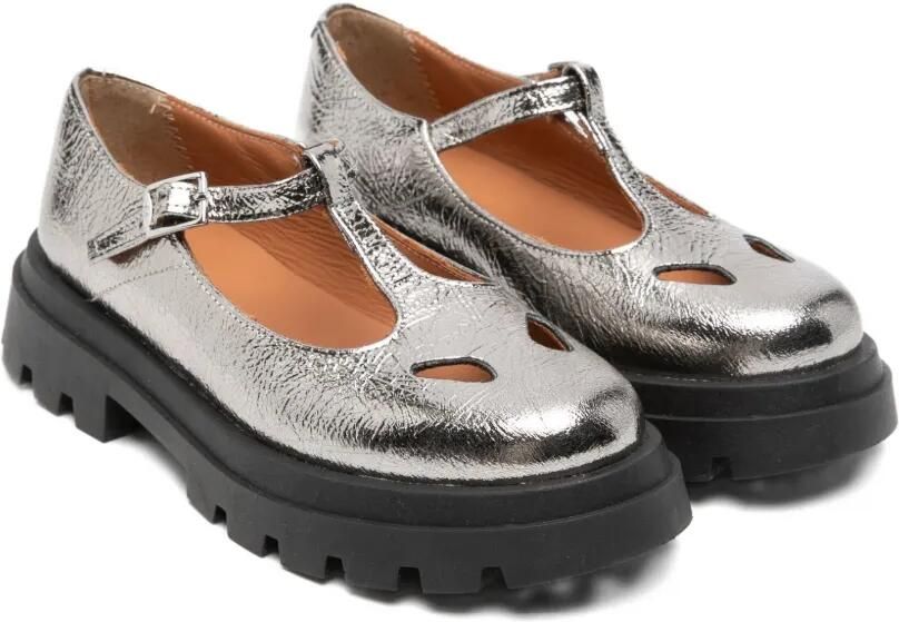 Eli1957 Ballerina's met T-bar gesp Zilver