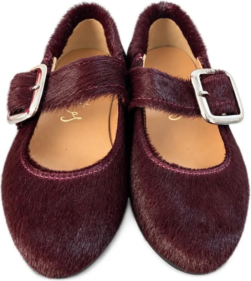Eli1957 buckle-fastening pony hair ballet flats Rood